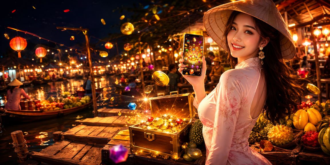Chợ đêm miền Tây minh họa thanh toán mobile bằng VND khi giải trí